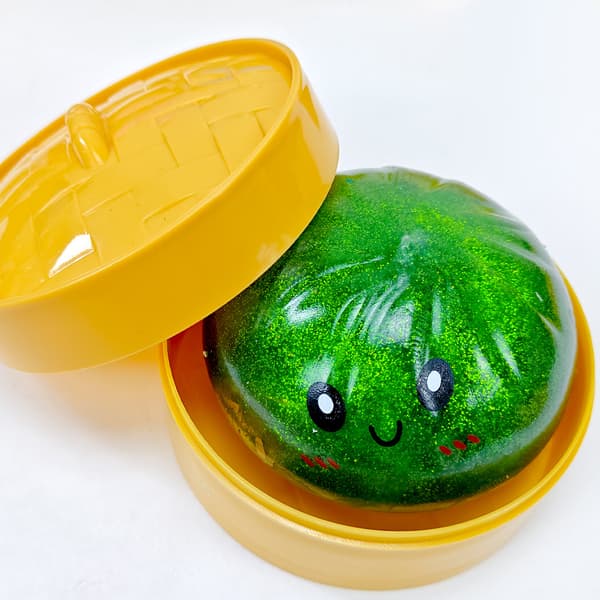 Dumpling Squishies Legetøj 5cm – Glimmer Dumpling, Farverige Dumplings Stressbolde Fidget Sensorisk Legetøj, Klem Dejbold til Stresslindring Green