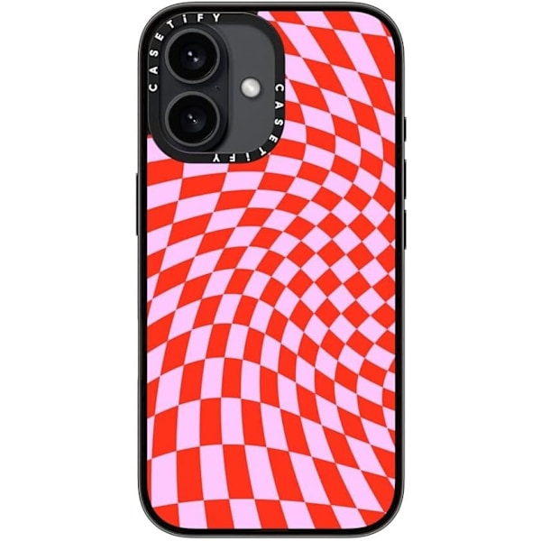 Kompakt iPhone 16 Pro Max Deksel [Lettvekt / 1,2 m 2X Militær Grad Fallbeskyttelse/Slank] - Kirsebær - Klar Svart Strawberry Checkers iPhone 16
