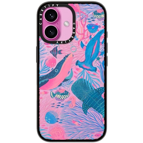 Kompakt iPhone 16 Pro Max Deksel [Lettvekt / 1,2 m 2X Militær Grad Fallbeskyttelse/Slank] - Kirsebær - Klar Svart Under the Sea iPhone 16
