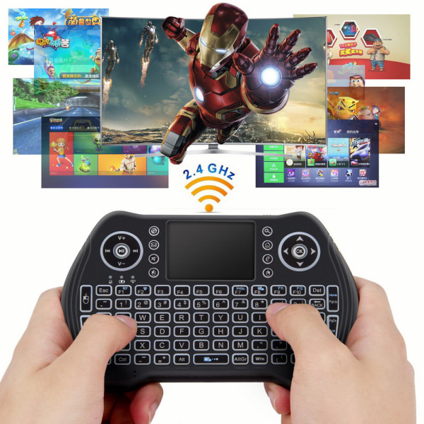 Mini-langaton näppäimistö, 2,4 GHz:n langaton mininäppäimistön ohjain, yhteensopiva Android TV Box -taustavalon kuiva virta