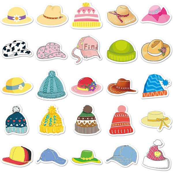 Hat Stickers - 50 st tecknade vattentäta dekaler DIY för festtillbehör PVC-dekoration för bärbar gitarrgåva till tonåringar Familjer Vänner