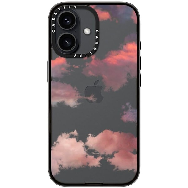 Kompakt iPhone 16 Pro Max Deksel [Lettvekt / 1,2 m 2X Militær Grad Fallbeskyttelse/Slank] - Kirsebær - Klar Svart Clouds (Red) iPhone 16