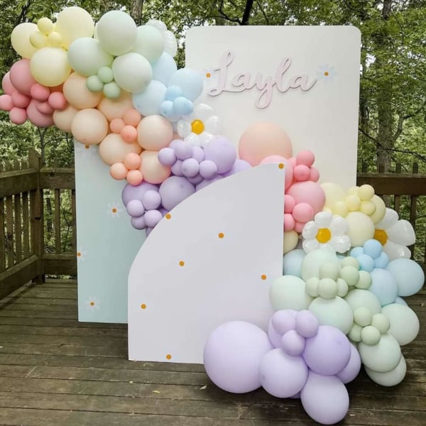 Ballonbuketbue Kit 157 stk Hvid Daisy Blomst Macaron Pastel Balloner Garland til Babyshower Daisy Tema Bryllup Fødselsdagsfest Dekoration