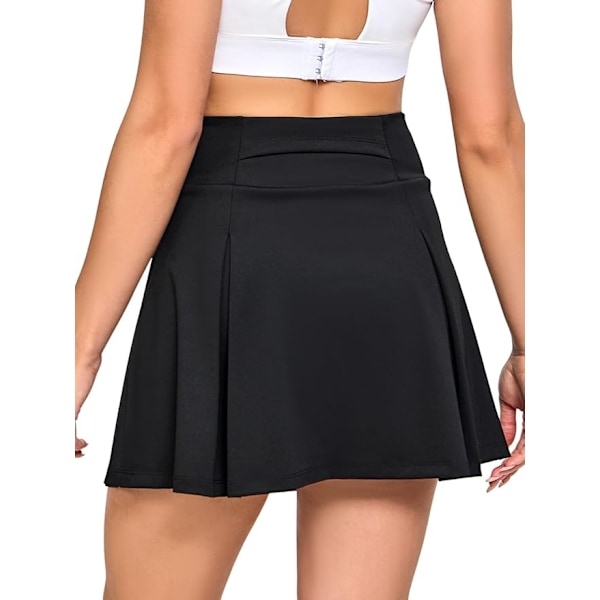 Tennisnederdel til kvinder med shorts, lommer, golfshorts, elastisk talje, træningsnederdele til kvinder, atletiske nederdele til sport, træning, løb Black XL