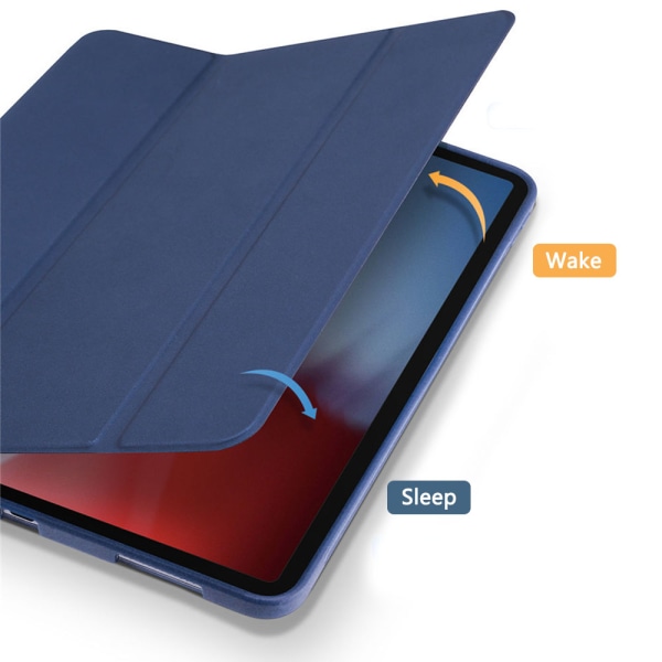 Cover, praktiskt magnetiskt fäste stöder Apple Pencil Pair och laddning Tri-Fold Vertikal Cover-blå