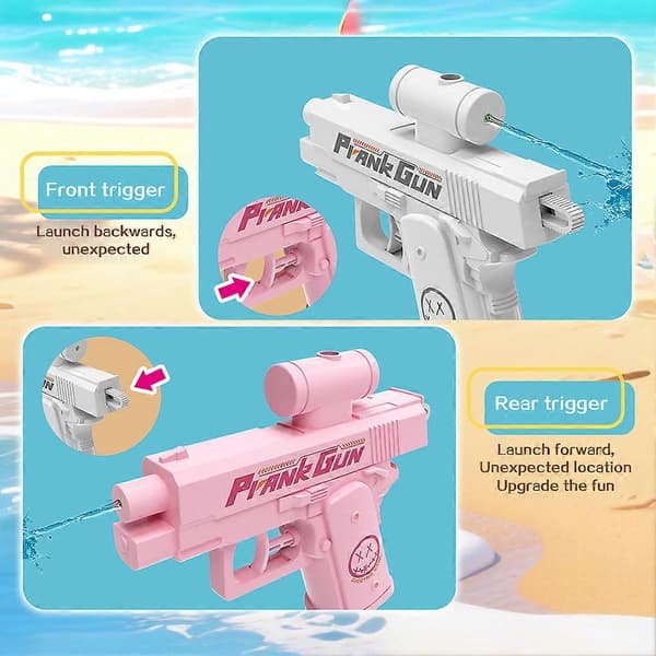 Prank Two-Way Water Gun, Prank Water Sprayer Gag Gift, Mini Prank Gun That Can Spray From Front & Back White