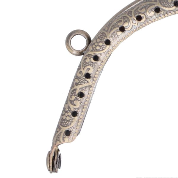 Metallveskeramme Halvsirkelformet Pregede Retro Dobbel Ring Antikk Messinghåndtak 10,5 cm