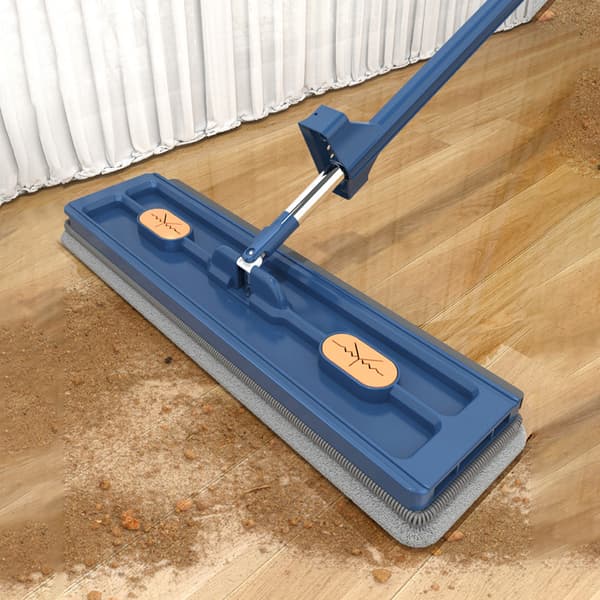 Roterbart hode bredd flat mopp Arbeidsbesparende rengjøringsmopp for hjem i stuen Blue 4 mop pads