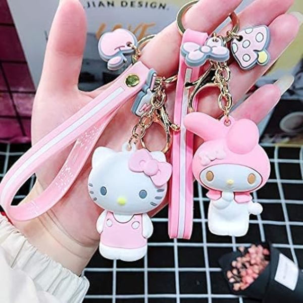 2 kpl söpöjä Kawaii-tarvikkeita Anime-avaimenperä Ihastuttava avaimenperä Avaimenperä Avainkukkaro Käsilaukku Auton riipus - My melody+KT Cat