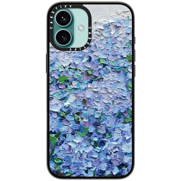 Kompakt iPhone 16 Pro Max Deksel [Lettvekt / 1,2 m 2X Militær Grad Fallbeskyttelse/Slank] - Kirsebær - Klar Svart Nantucket Blue Hydrangeas iPhone 16 Plus