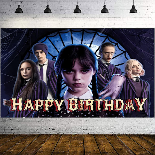 5x3FT Wednesday Addams Fotografering Vinyl Fotobakgrunn for Barn Bursdagsfest Bakgrunner Dekorasjon (Wednesday)