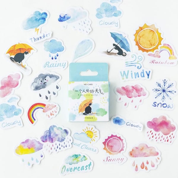Små Scrapbooking-Klistermærker i Æske - 2 Æsker/92 Stk, DIY Dekorative Forseglingsklistermærker til Album, Vandflasker, Gaveæsker, Notesbøger, Kalendere og Dagbøger - Godt Vejr