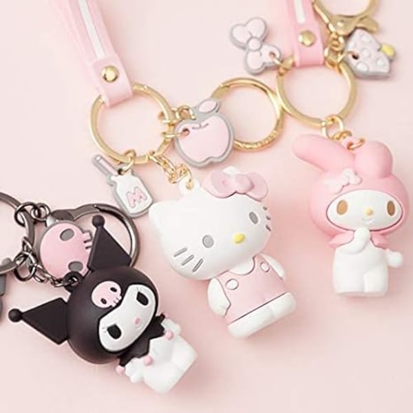 2 stk. Søde Kawaii Tilbehør Anime Nøglering Sød Nøglering Nøglering Nøglepung Håndtaske Bilcharms - My Melody+KT Cat