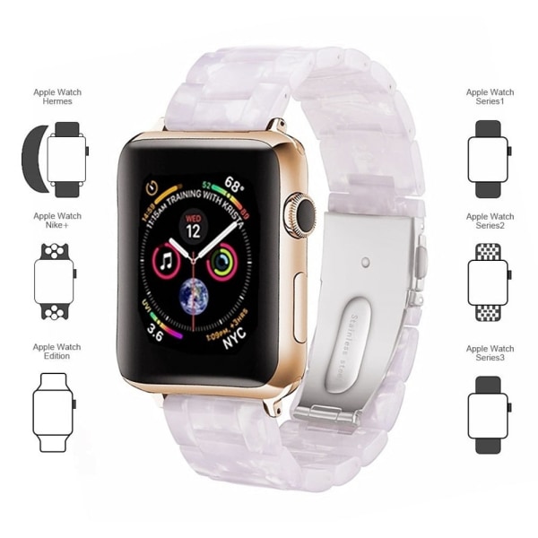 Yhteensopiva Apple Watch -rannekkeiden kanssa 38-40mm/42-44mm Sarja 5/4/3/2/1, Ohut hartsiranneke -42-44mm-flash valkoinen