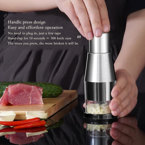 Garlic Press Handheld Food Chopper Slicer Dicer Mixer