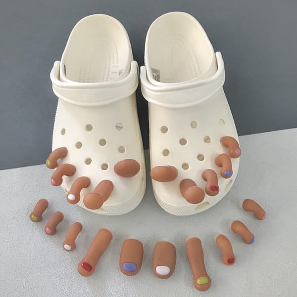 10 Realistic Toe-Shaped Shoe Buckles: 3D Funny Toe Decorations – DIY and Removable