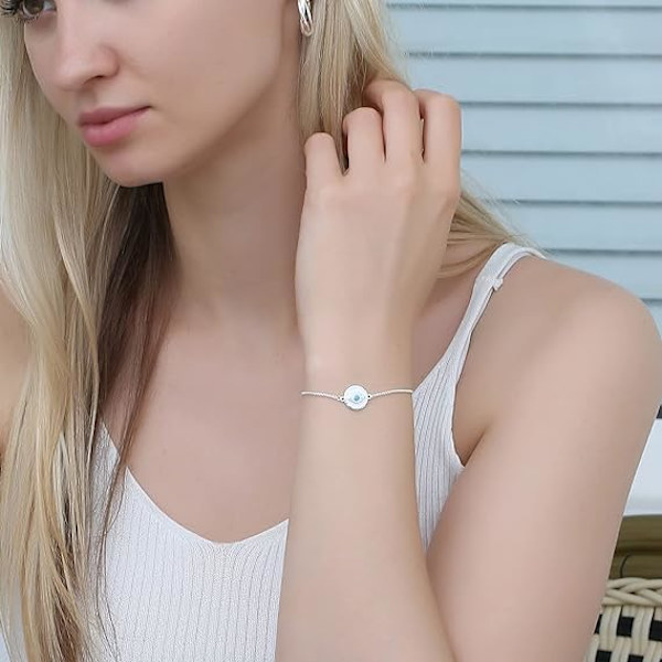 Onda öga armband, sidled kors armband, silver/guld/roséguld armband för kvinnor flickor justerbar glidkedja smycken