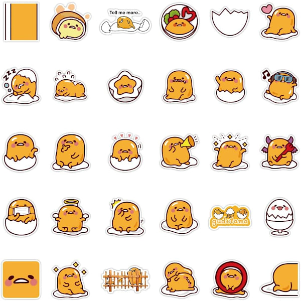 Gudetama klistermärken 60 st japanska lata ägg klistermärken vinyl vattentäta klistermärken vattenflaska laptop resväska bagage skateboard dekorationer