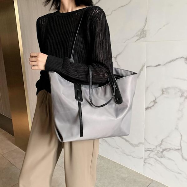 Kvinnors rymliga handväska Tote Canvas väska Casual Crossbody väska Vattentät axelväska Resväska (grå)
