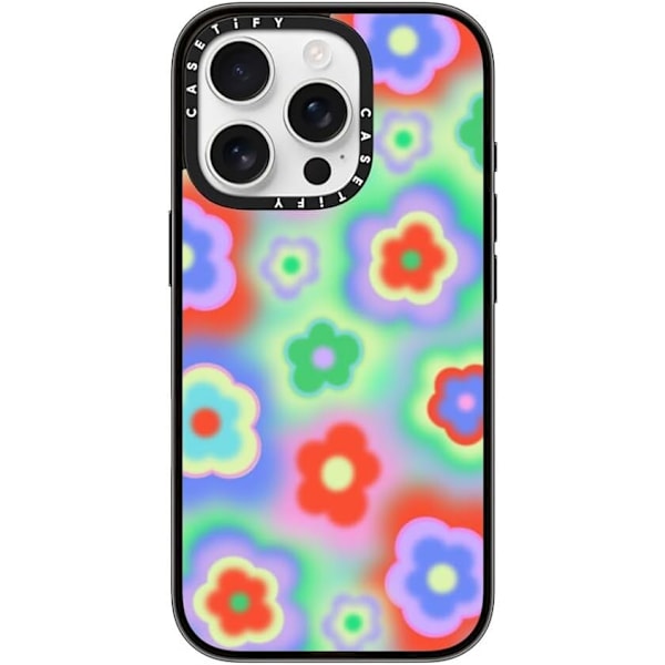 Kompakt iPhone 16 Pro Max Deksel [Lettvekt / 1,2 m 2X Militær Grad Fallbeskyttelse/Slank] - Kirsebær - Klar Svart Acid Flowers iPhone 16 Pro