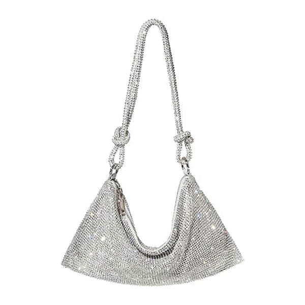 Hobo Tasker Underarmstaske Chic Clutch Tasker Moderne Kæde Tote Lynlås Håndtaske Silver