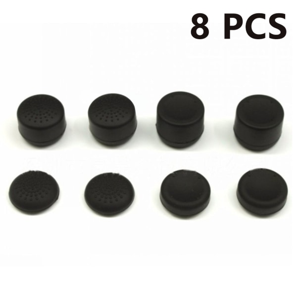 8-pack silikonkontrolltillbehör Hudersättningsdelar, halkfritt tumgrepp Cover Cover -svart