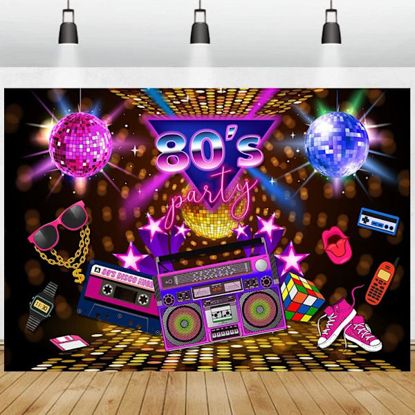 80-luvun juhlatausta Disko-teema Retro-tyyli Valokuvaustausta 80-luvun syntymäpäivätausta 1980-luvun neon 80-luvun valokuvausrekvisiitta (7x5FT/2.1x1.5m)