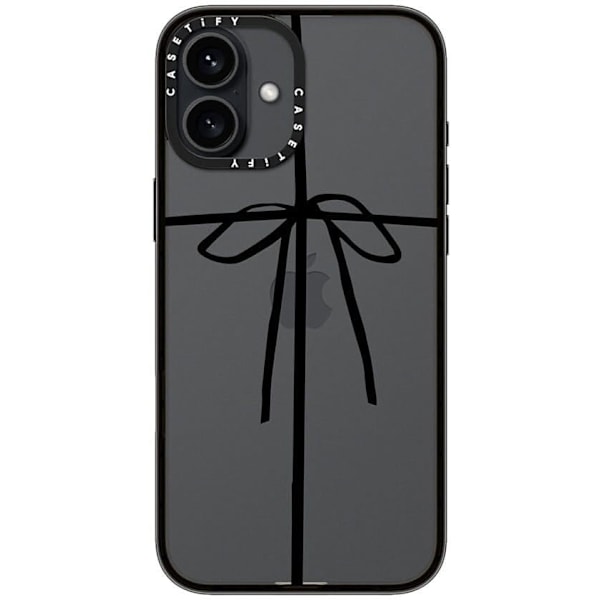 Kompakt iPhone 16 Pro Max Deksel [Lettvekt / 1,2 m 2X Militær Grad Fallbeskyttelse/Slank] - Kirsebær - Klar Svart Wrapped in a Bow iPhone 16 Plus