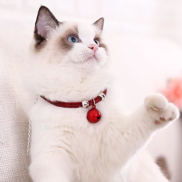Klassiskt rutigt katthalsband med klockor - Bekvämt halsband för katter och kattungar