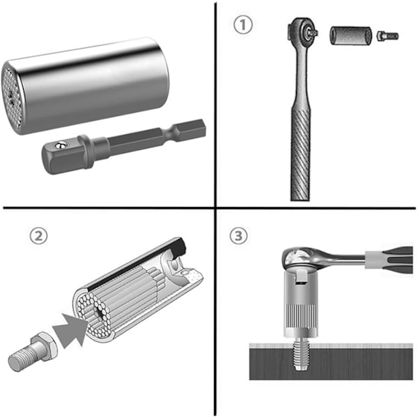 7-19mm Universal Nøglesæt Hoved Stikdåse Ratchet Bøsning Nøgle Magiske Håndværktøjer W/Adapter /Blå