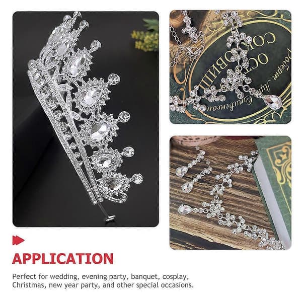 Bröllop Strass Krona Halsband Set för Kvinnor 1Set Silver Zinklegering Smycken