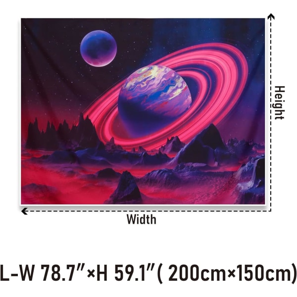 Blacklight Planet Tapestry UV Reactive Mountain Tapestry Galaxy Space Tapestry Starry Night Sky Tapestry Väggupphängning för heminredning (59,1"x78,7")