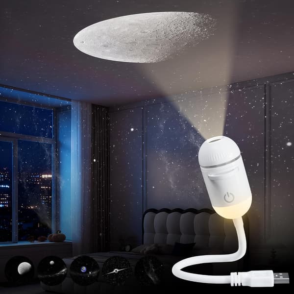 2-in-1 Starry Sky Projector Night Light, 5 Slides, Adjustable Focus & Brightness, 360° Rotating USB for Bedroom Car Roof