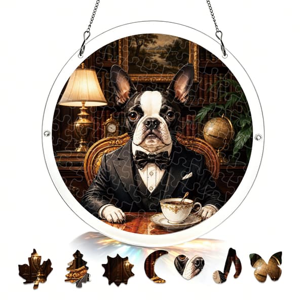 Bostonterrier Akryl Puslespill Solfanger, 83 Deler DIY Dekorasjon