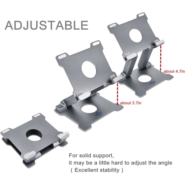 Høy kvalitet nettbrettstativ, justerbar sammenleggbar helaluminium solid opptil 13 tommer nettbrettstativ