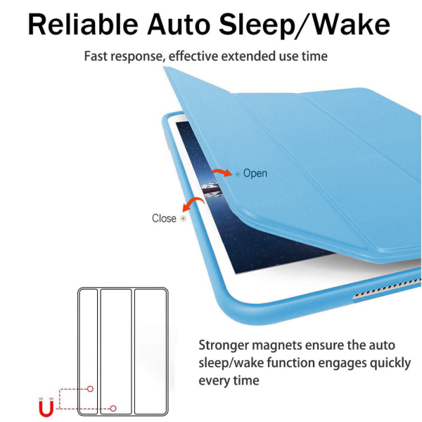 Smarttelefondeksel Smart Case Cover Gjennomsiktig Matt Bakside Magnetisk Deksel med Auto Sleep/Wake Funksjon-blå