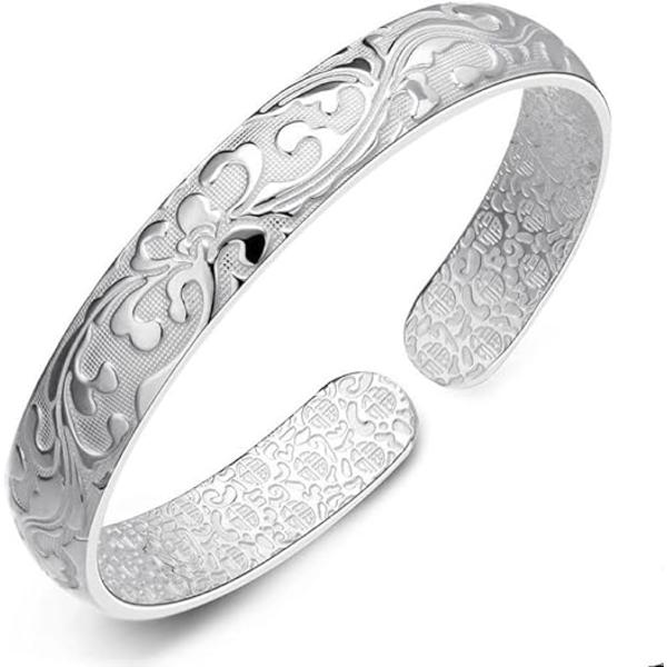 Dame Smykker 925 Sterling Sølv Armbånd Mode Manchet Bangle Kæde Armbånd