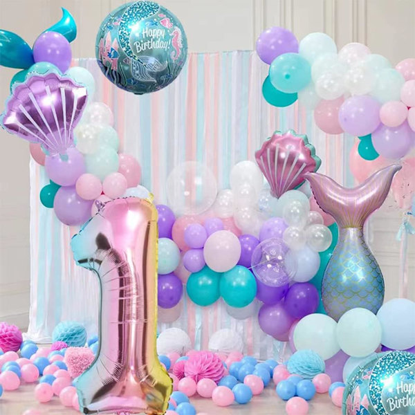 Sjöjungfru födelsedag dekoration sjöjungfru ballonger kit hav ballong sjöjungfru folie ballong sjöjungfru svans ballonger för flickor sjöjungfru fest