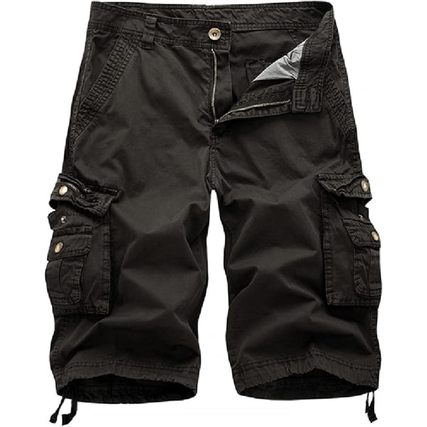 Avslappnade Cargo-shorts för män Casual , flerficks blixtlås Deco-shorts för utomhusbruk Lätta korta byxor i twill