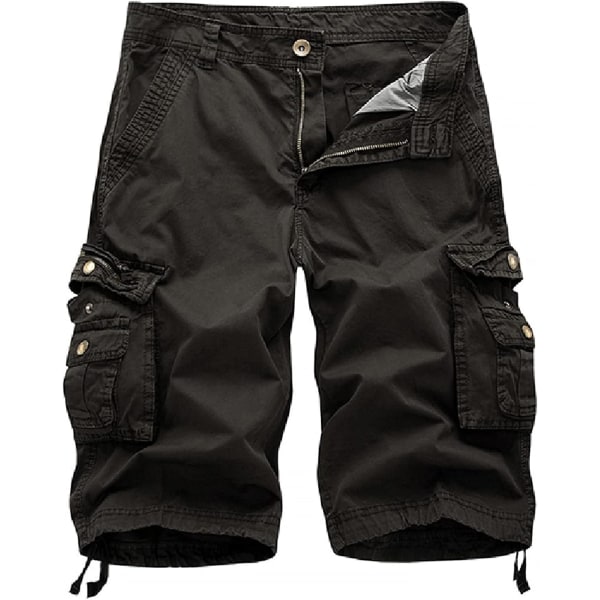 Herr Relaxed Fit Cargo Shorts Casual Multi-Pocket Zipper Deco Shorts Outdoor Twill Lättvikt Korta Byxor