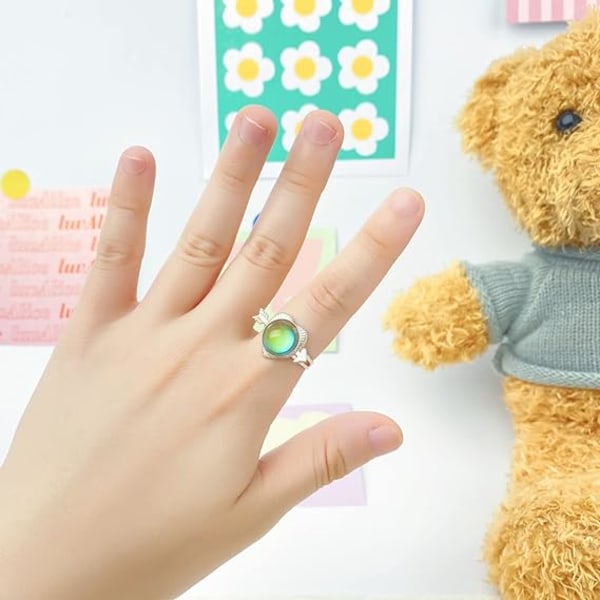 Färgglad humörring kan ändra färg Ringar Justerbar storlek för flickor och pojkar Barn
