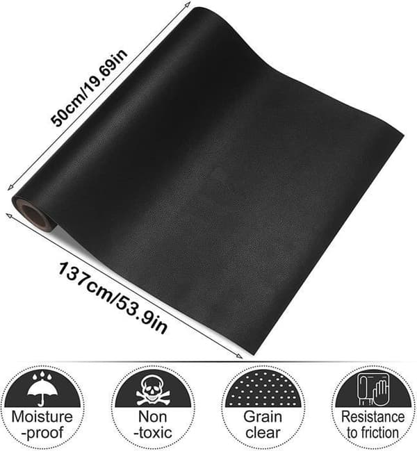 MTEVOTX Leather Adhesive, Leather Repair Patch, Leather Repair Patch, for Sofas Car Seats - 50x137cm (Black)
