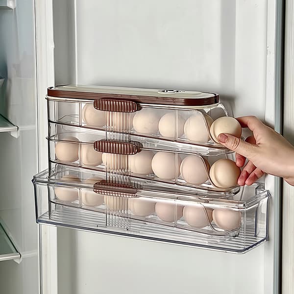 Egg Storage Box for Refrigerator - Large Capacity, Made of PET and PP.