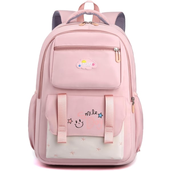 Backpack for Girls Kids, Cute Kawaii School Bag Lightweight Bookbag Backpack for Middle & High School with Anti Theft Pocket, Pink Backpack