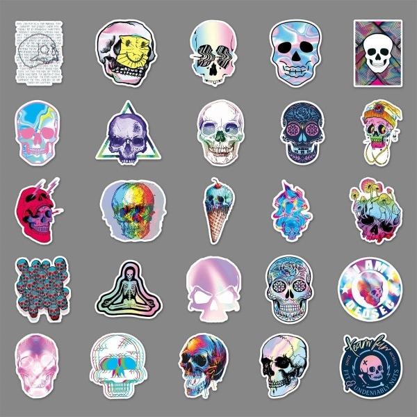 50 "Terrible Cool Skull" Graffiti Vinyl Vattentäta klistermärken för bärbara datorer, mobiltelefoner, skateboards, väskor, vattenflaskor