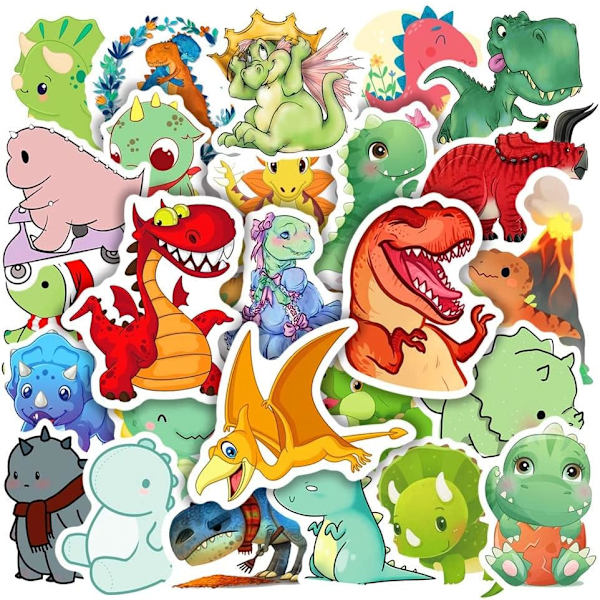 50 stk. Tegneserie søte dinosaur dyr graffiti klistremerke dekorasjon notatbok datamaskin gitar bagasje DIY tynne vanntette klistremerker