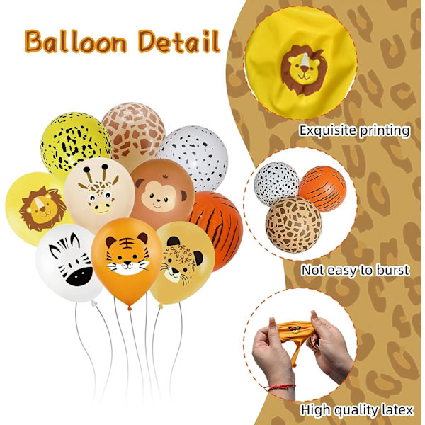 Djungel Safari Djurtryck Ballonger, 12\" Leopard Tiger Giraff Zebra Lejon Apa Latex Tryck Ballonger, Zoo Tema Ballonger  Fest Dekorationer Tillbehör