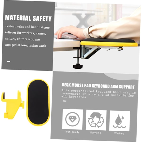 1 st Armstöd Fäste Roterande Stativ Laptop handledsstöd handledsstöd Justerbar Klämma Roterande Tangentbord handledsstöd Stödplatta Tangentbordsplatta Gul