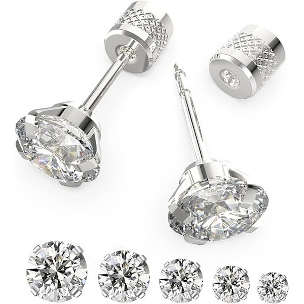 Dames Hypoallergeniske Ørestikker i Rustfrit Stål med Cubic Zirconia, CZ Ørestikker til Mænd 5 par 4-8mm