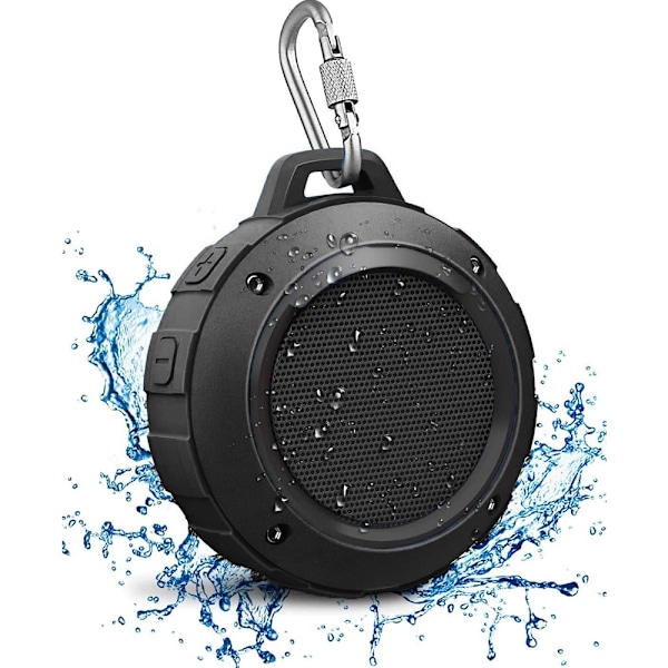 Vattentät Bluetooth-högtalare för utomhusbruk, trådlös bärbar miniduschresehögtalare med subwoofer - svart